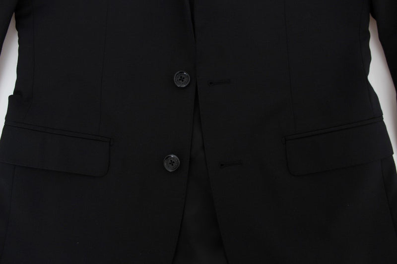 Black Wool Stretch Slim Blazer Jacket