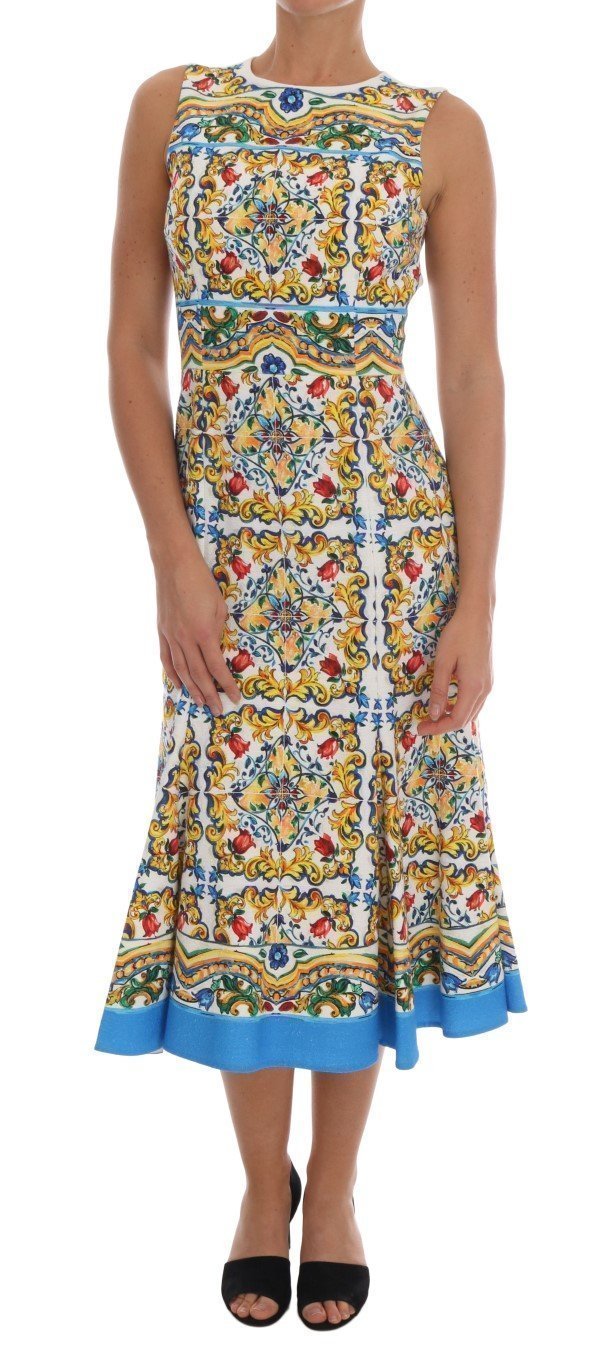 Multicolor Majolica Print Cotton Dress