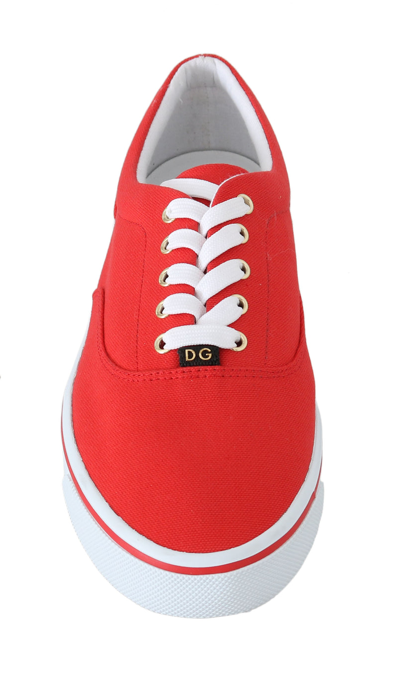 Red Canvas Casual Sneakers Laceup Shoes