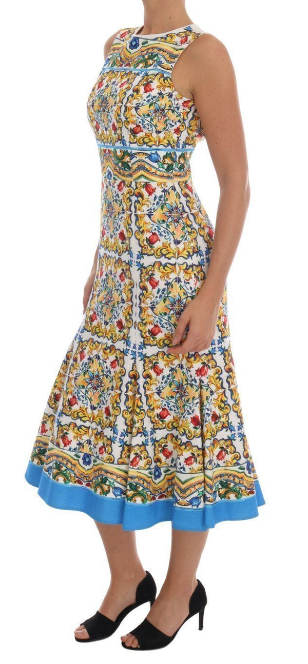 Multicolor Majolica Print Cotton Dress