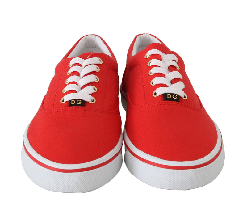 Red Canvas Casual Sneakers Laceup Shoes