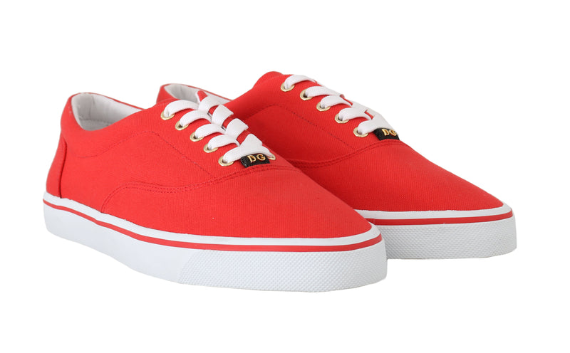 Red Canvas Casual Sneakers Laceup Shoes