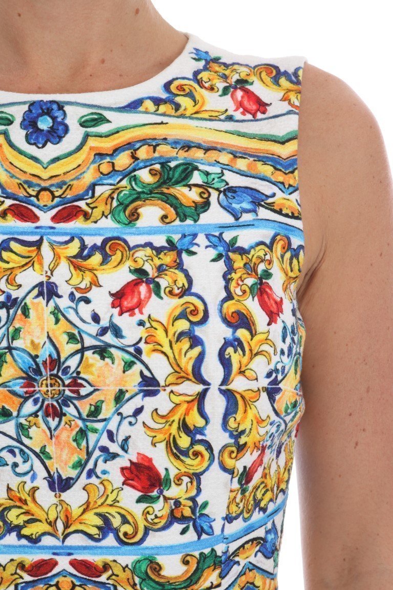 Multicolor Majolica Print Cotton Dress