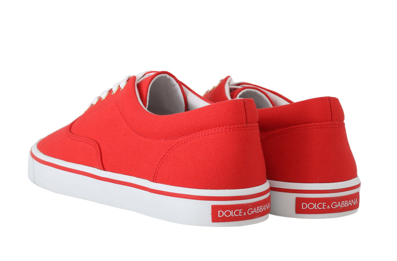 Red Canvas Casual Sneakers Laceup Shoes