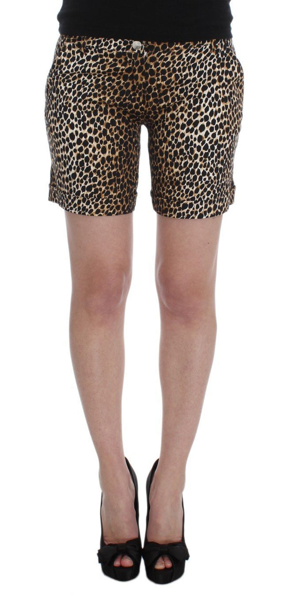 Leopard Print Cotton Stretch Beachwear Shorts