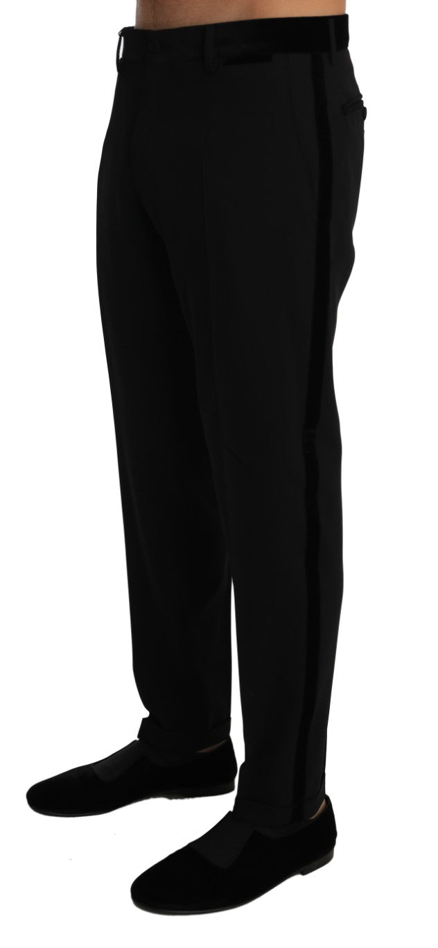 Black Gray Cotton Stretch Trousers Pants