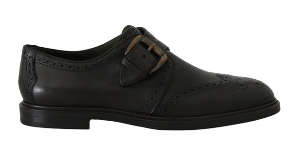 Green Leather Derby Monkstrap Mens Shoes