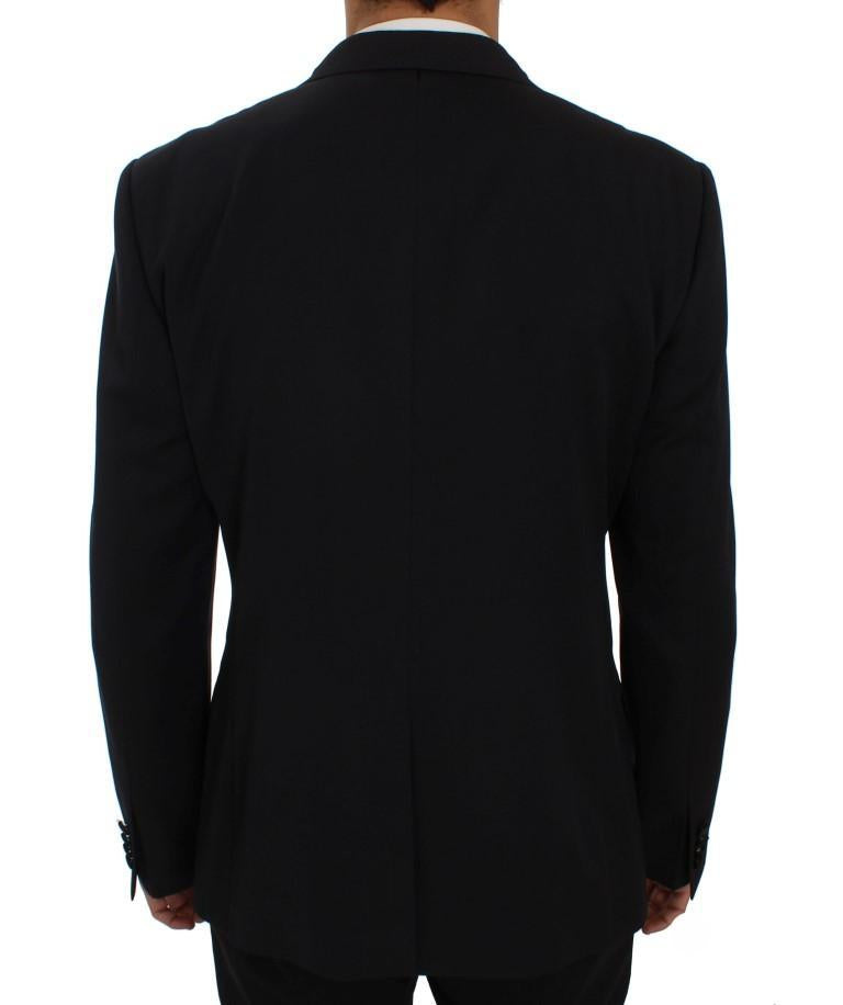 Blue Wool Silk Slim Fit Blazer Jacket