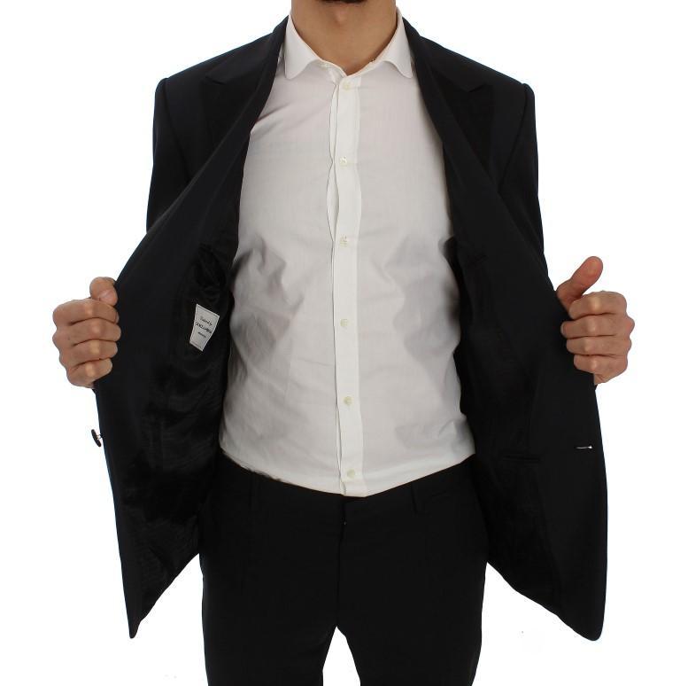 Blue Wool Silk Slim Fit Blazer Jacket