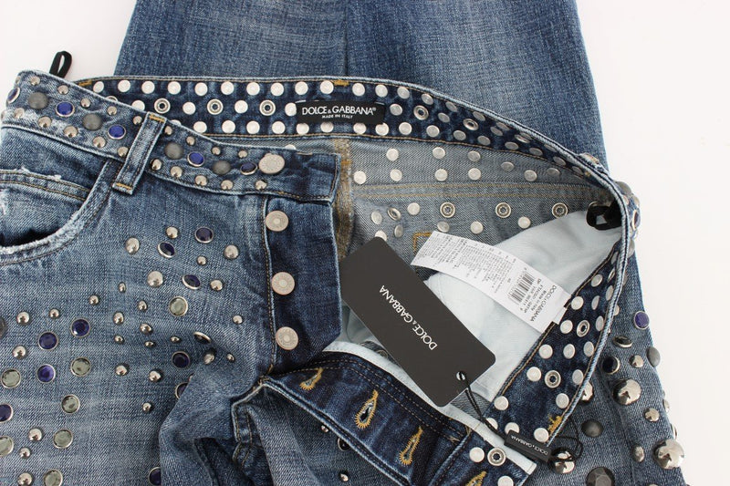 Blue Wash Stretch Crystal Studded Jeans