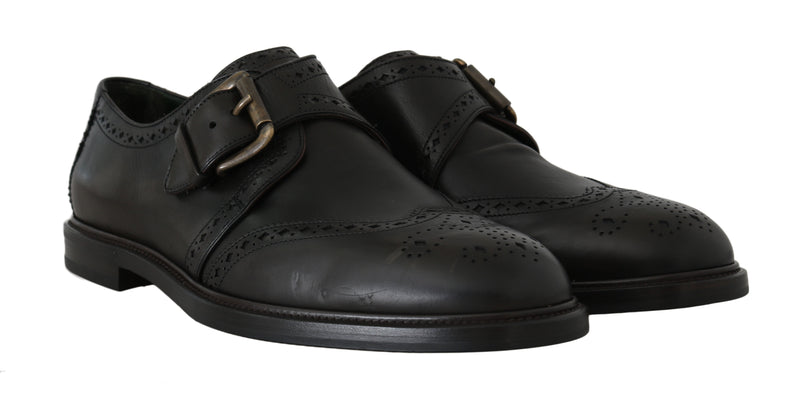 Green Leather Derby Monkstrap Mens Shoes