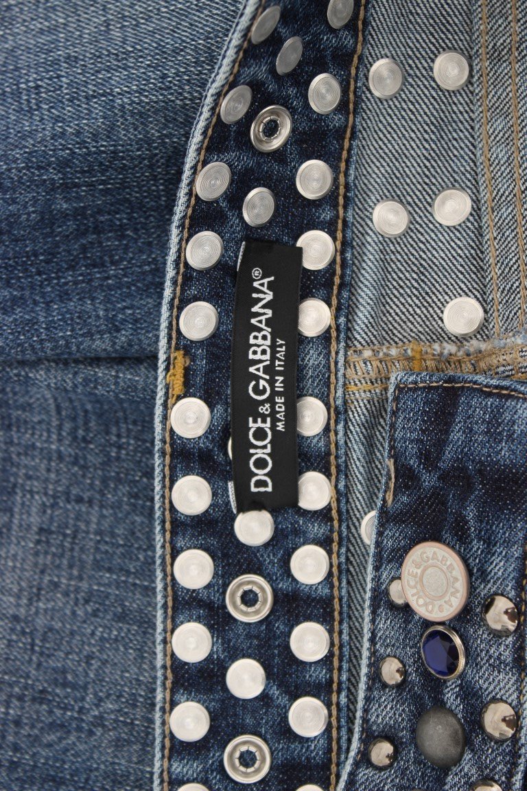 Blue Wash Stretch Crystal Studded Jeans