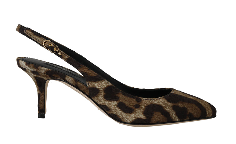 Brown Leopard Brocade Slingbacks