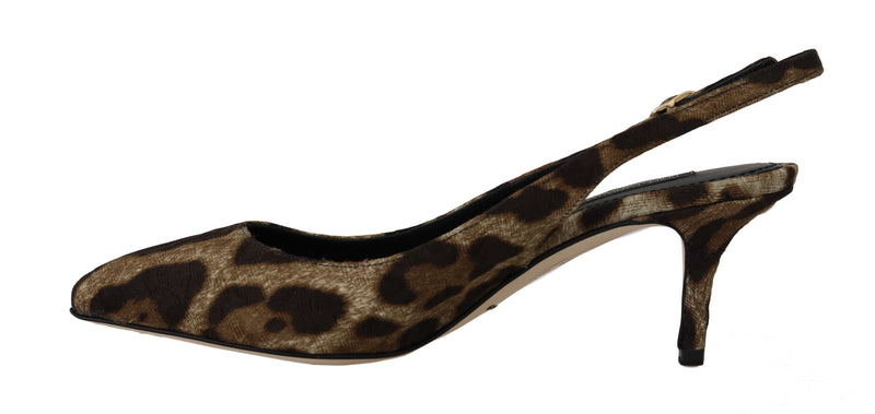 Brown Leopard Brocade Slingbacks