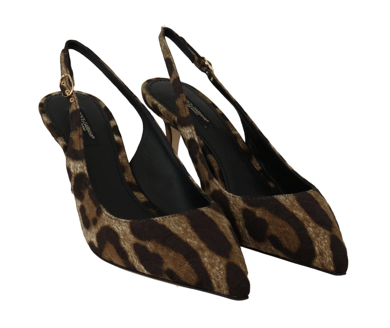 Brown Leopard Brocade Slingbacks