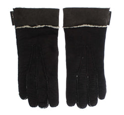 Brown Leather Shearling Gloves