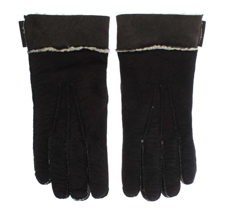 Brown Leather Shearling Gloves