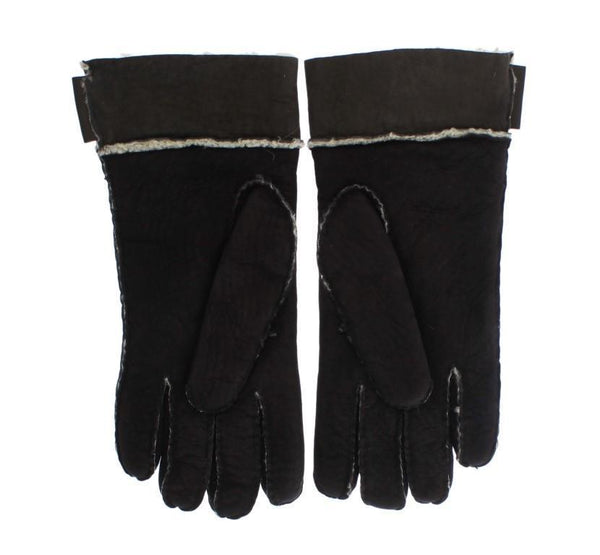 Brown Leather Shearling Gloves