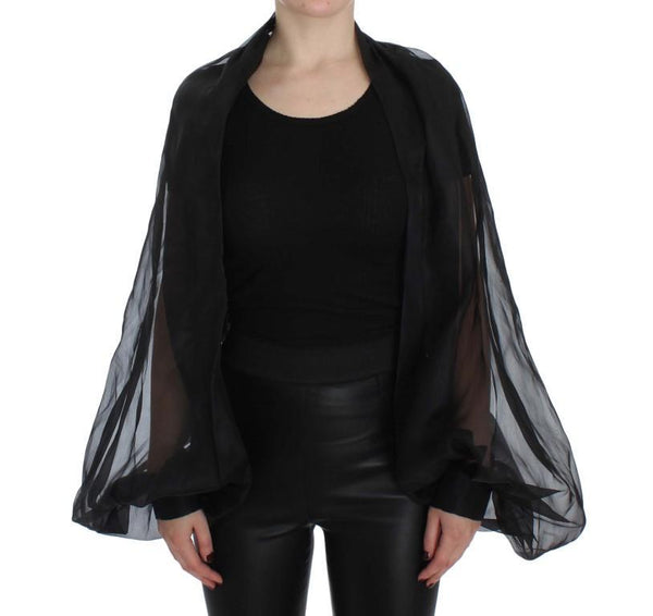 Black Silk Kimono Sleeve Top