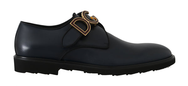 Blue Leather Derby Dress Monkstrap Shoes