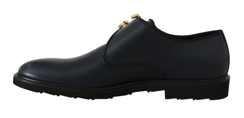 Blue Leather Derby Dress Monkstrap Shoes