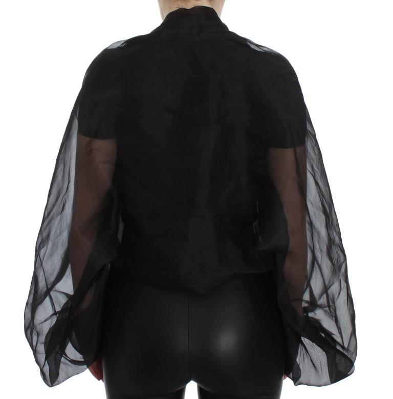 Black Silk Kimono Sleeve Top