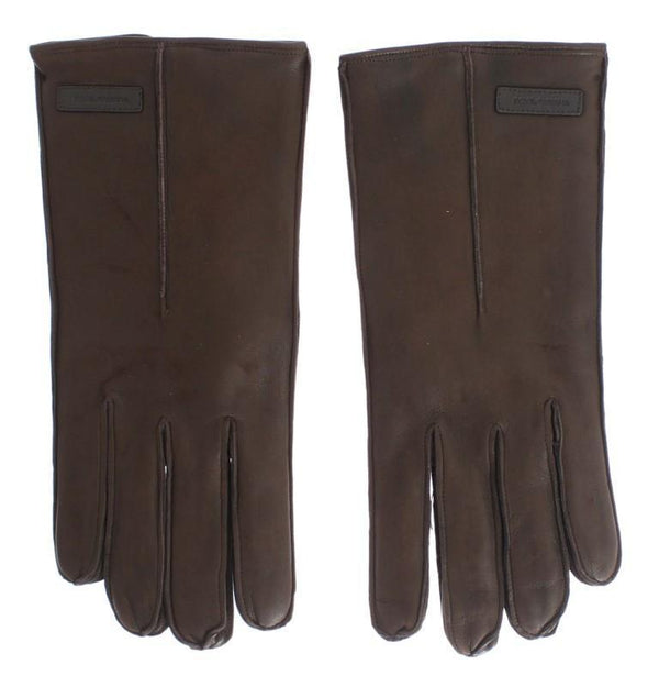 Brown Leather Cashmere Gloves