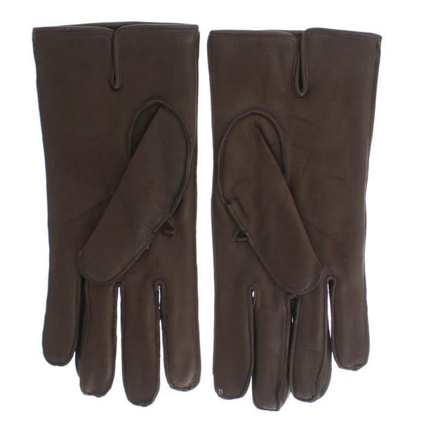 Brown Leather Cashmere Gloves