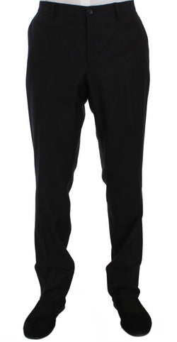 Blue Wool Silk Dress Formal Pants