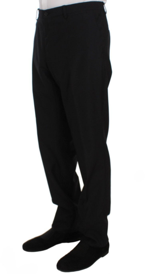 Blue Wool Silk Dress Formal Pants