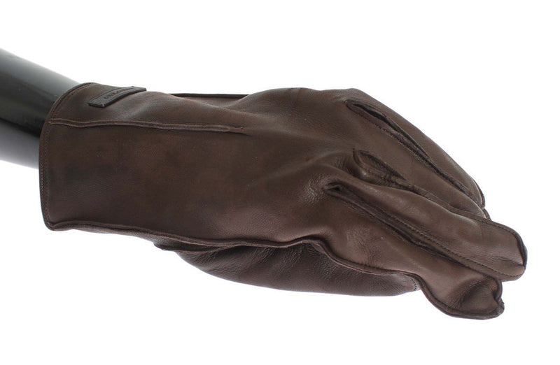 Brown Leather Cashmere Gloves