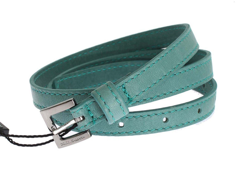 Blue Leather Silver Buckle Belt