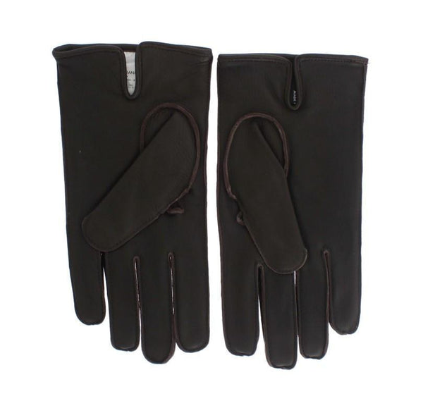 Brown Leather Cashmere Gloves