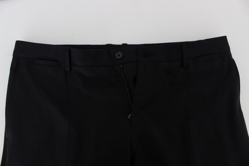 Blue Wool Silk Dress Formal Pants