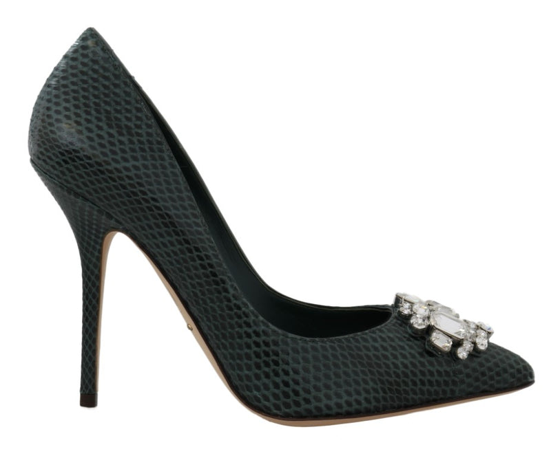 Green Snakeskin Ayers Crystal Pumps