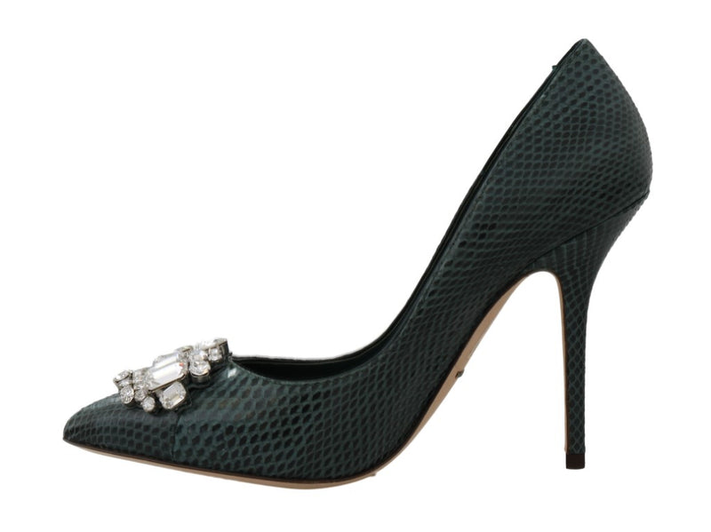 Green Snakeskin Ayers Crystal Pumps