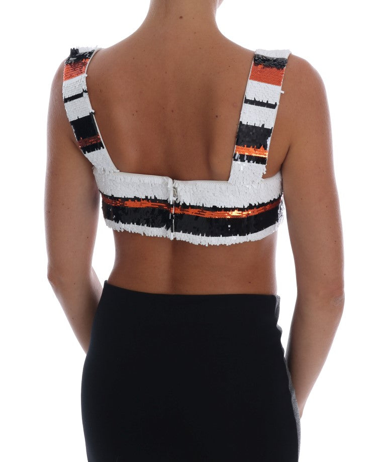 Multicolor Sequined Stretch Bustier Top