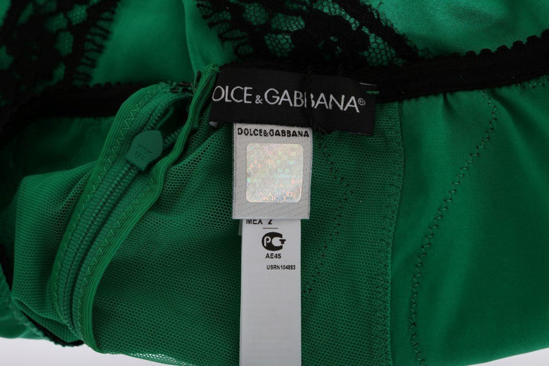 Green Silk Lace High Waist Underwear Briefs