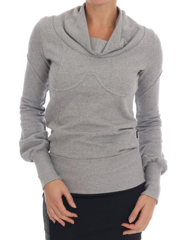Gray Cotton Top Pullover Sweater