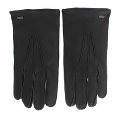 Black Leather Cashmere Gloves