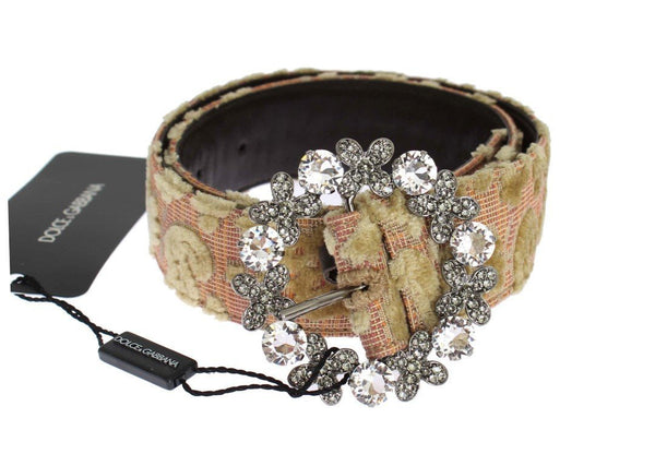 Baroque Brocade Crystal Buckle Belt