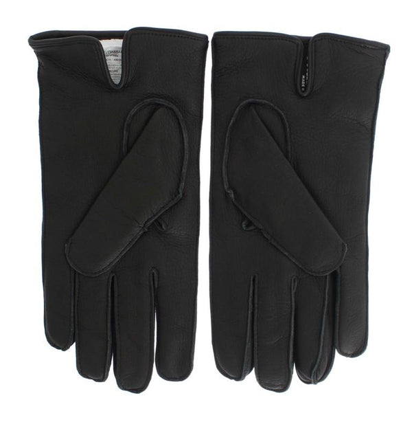 Black Leather Cashmere Gloves