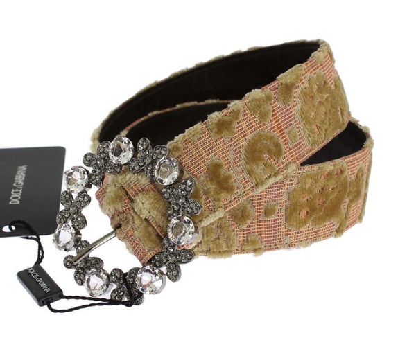 Baroque Brocade Crystal Buckle Belt