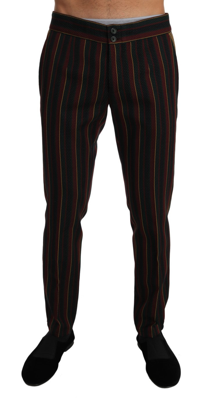 Green Bordeaux Wool Yellow Stripe Trousers