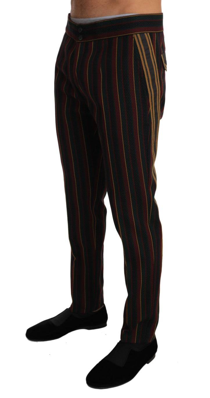 Green Bordeaux Wool Yellow Stripe Trousers