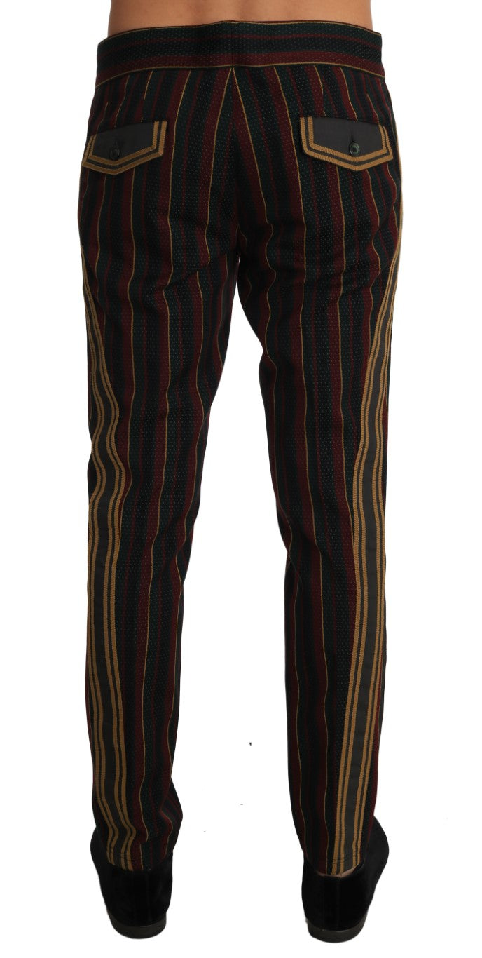 Green Bordeaux Wool Yellow Stripe Trousers