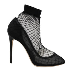 Black Leather Transparent Net Sandals