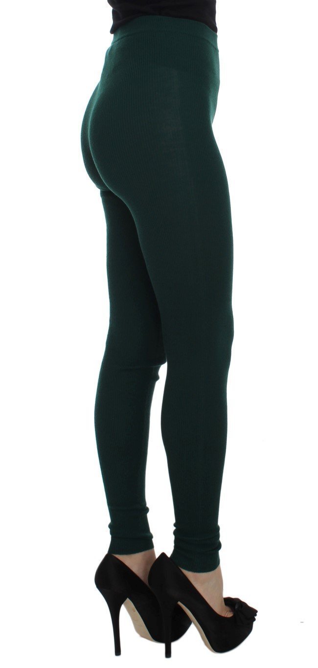 Green Cashmere Stretch Tights Pants