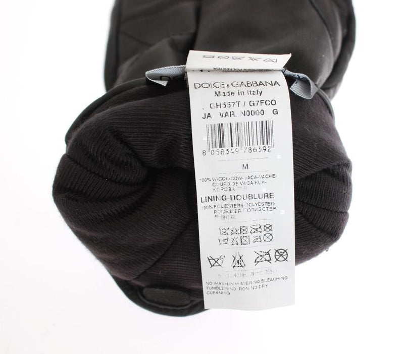 Black Leather Padded Winter Gloves