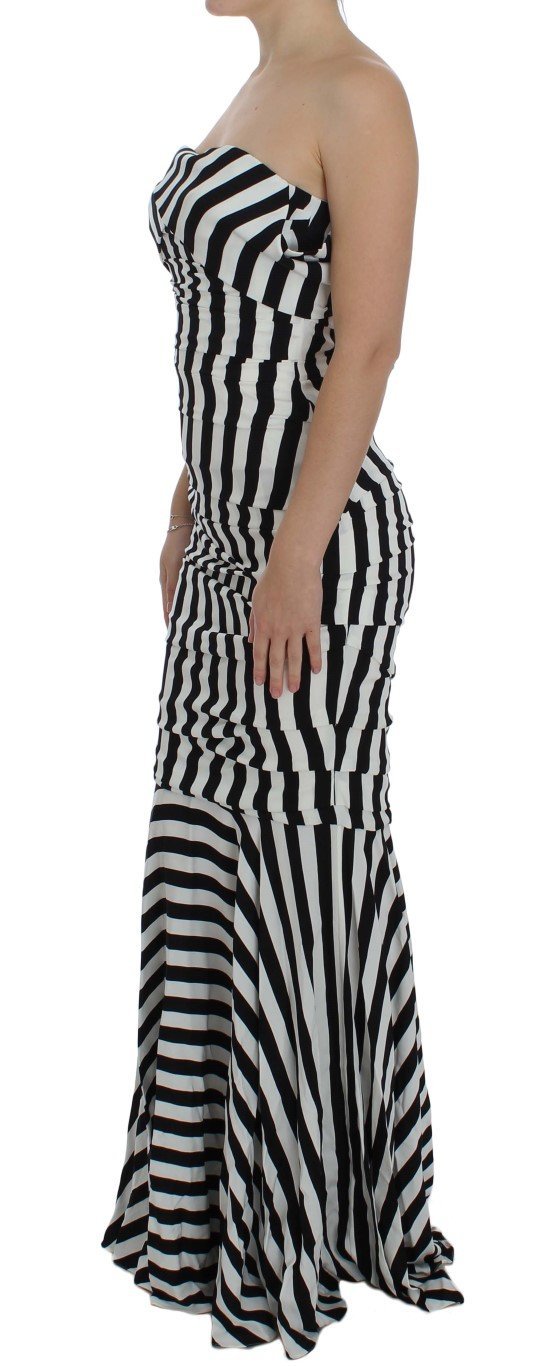 Black White Silk Stretch Dress